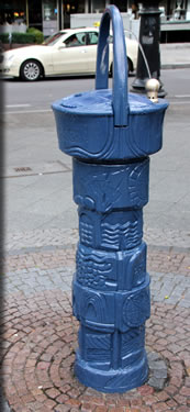 Sculpted street-side water fountain, Berlin Outdoor Public Art.