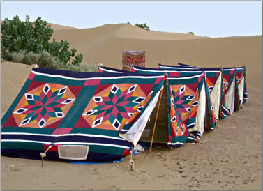 Camel camping safari in Rajasthan, India.