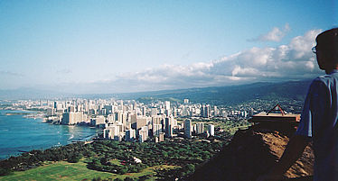 Diamond Head looks at Honolulu, Hawaii
