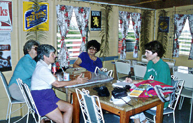 Volunteers meet for review of day's work in Barbados