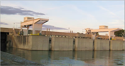 Passing through locks on the Rhone River during a cruise on Uniworld's River Royale ship.