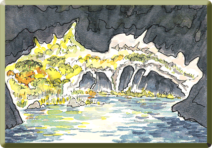 painting of Tam Coc Grotto, Vietnam painting vacations.