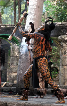 Xcaret, Mexico cultural heritage, Mayan Jaguar Dance.