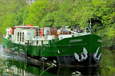 KR-line's barge Johanna cruise canal routes in Belgium and northern France.