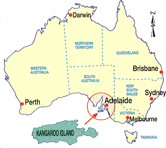 Kangaroo Island Australia tourism map.