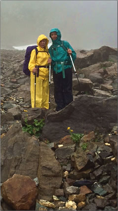 Hikers on the Tour du Mont Blanc experience rain and fog.