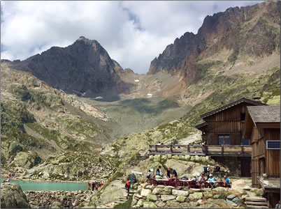 Refugio Lac Blanc high in the Swiss Alps.