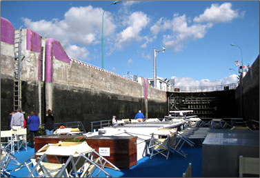 Passing through locks on the Rhone River during a cruise on Uniworld's River Royale ship.