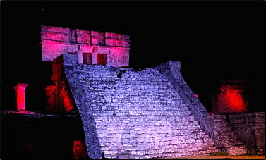 Tulum sound and light show, Riviera Maya Mexico attractions.