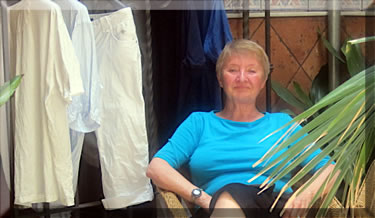 Author, Marianne Scott, contemplates her clean laundry as one good reason for renting a holiday apartment in Spain. 