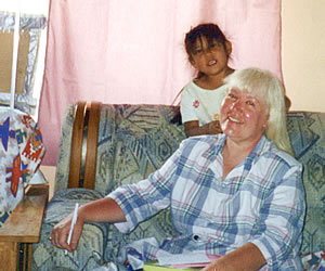 Relaxing with a Hopi friend on a working holiday.