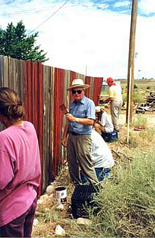 Fence painting on a working holiday in New Mexico.