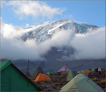 Mt Kilimanjaro, last campsite before the summit, Mt Kilimanjaro trekking tours Tanzania.