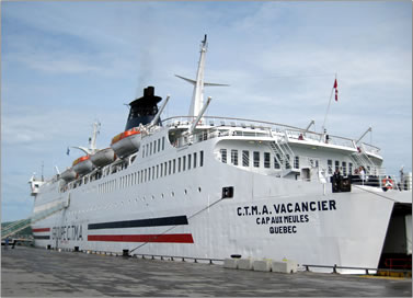 CTMA Vacancier is a cruise ferry sailing from Montreal to Les Iles de la Madeleine on 7 day cruises of the St Lawrence River and the Gulf of St Lawrence.