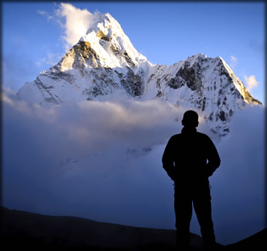 Wilderness photography: mountain sunset in Nepal.