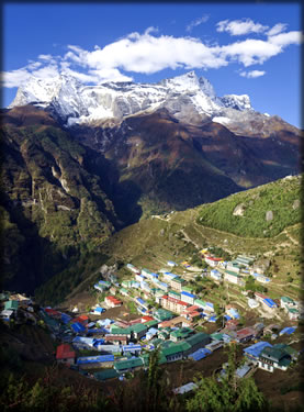 Wilderness photography: Sherpa village in the mountains of Nepal.