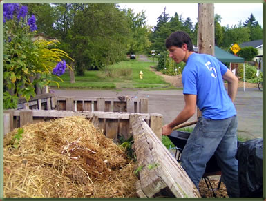 Volunteer in an organic garden in Oregon.
