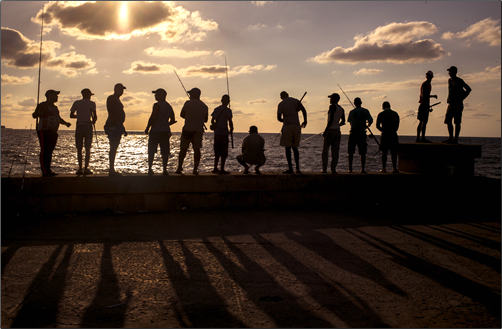 Cuban Fishermen at Sunset. ©Peter Turnley